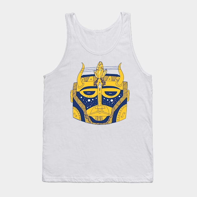 Navy Gold African Mask No 8 Tank Top by kenallouis